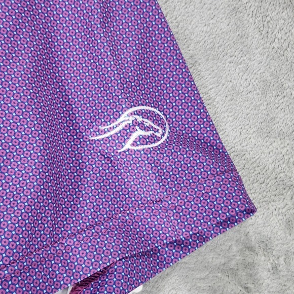 Peter Millar Polo Shirt Mens Large Purple Geo Print Summer Comfort Golf Stretch - Picture 7 of 12